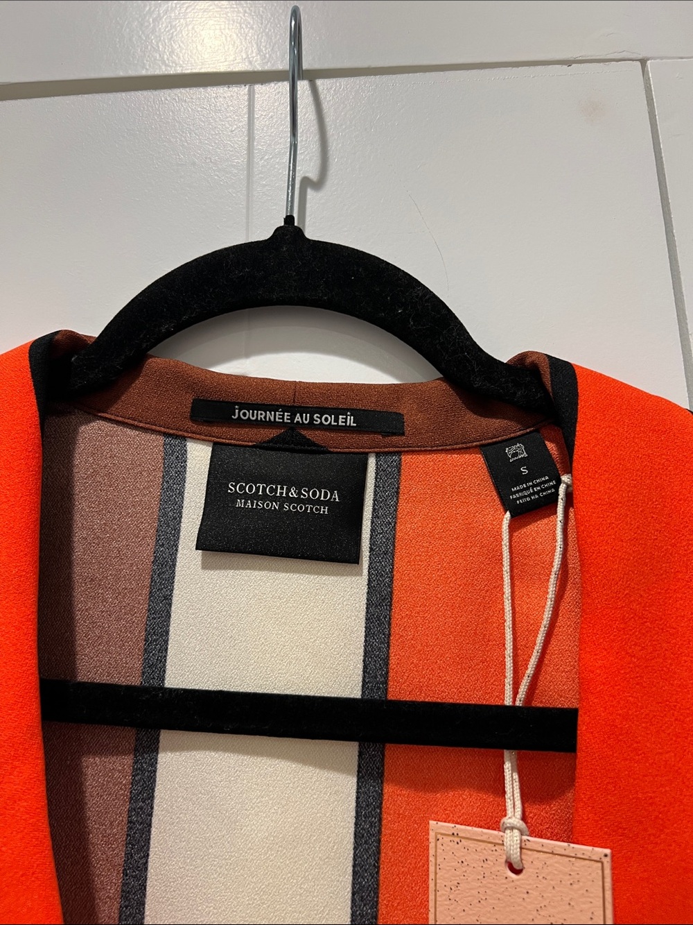 Scotch & Soda Orange Striped Pajama Blazer Jacket - Picture 3 of 6